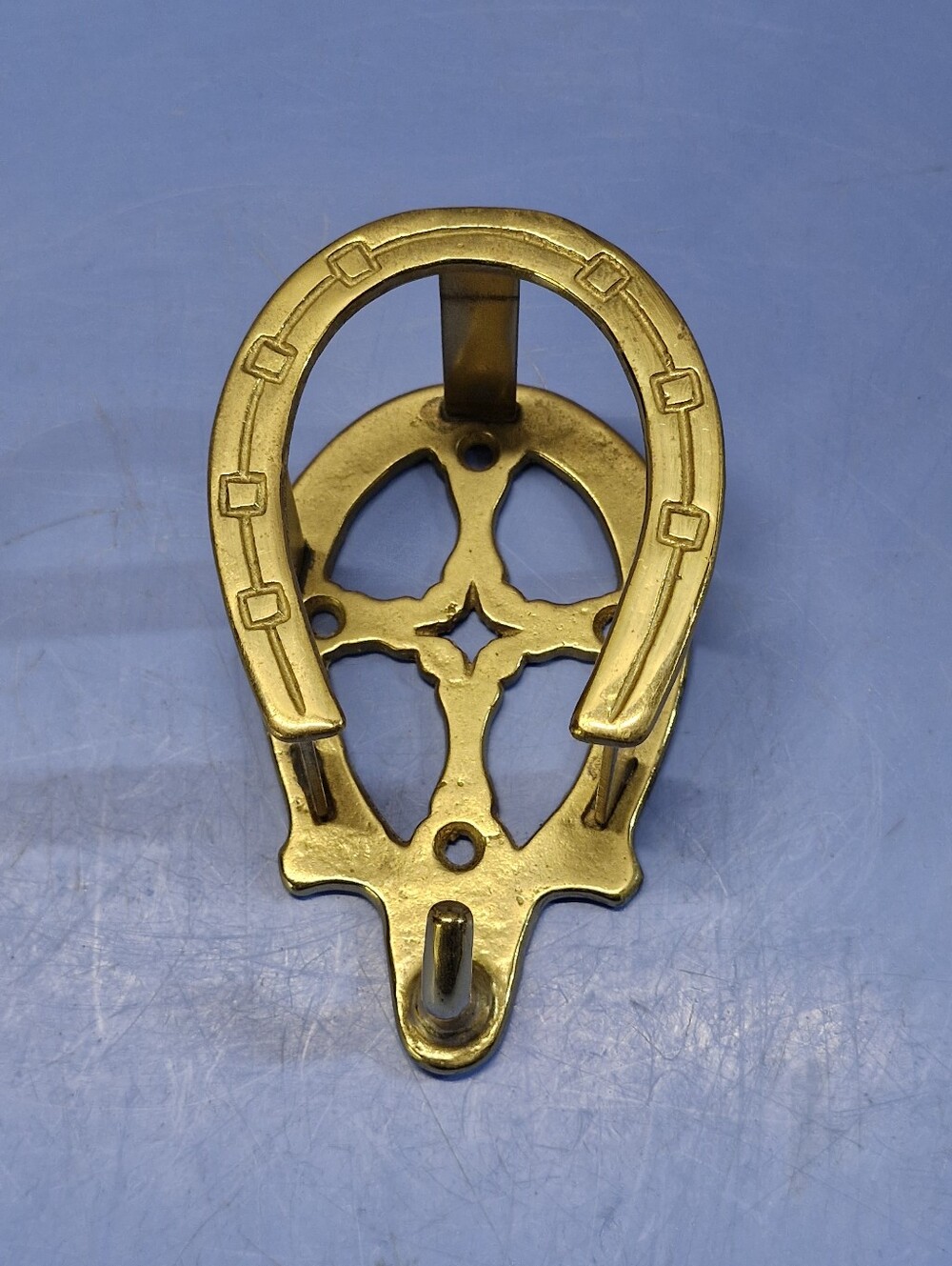Brass Horseshoe Wall Hook Cowboy Hat Coat Hanger Western Equestrian Decor